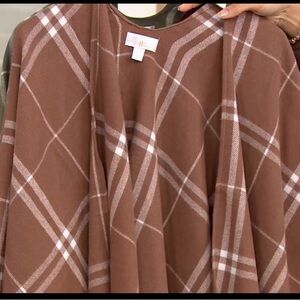 Belle by Kim Gravel Brown Plaid Ruana